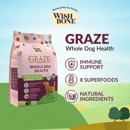 Wishbone Graze for Dogs - New Zealand Beef and Lamb 1.8kg, 9kg - Wishbone Pet Foods NZ