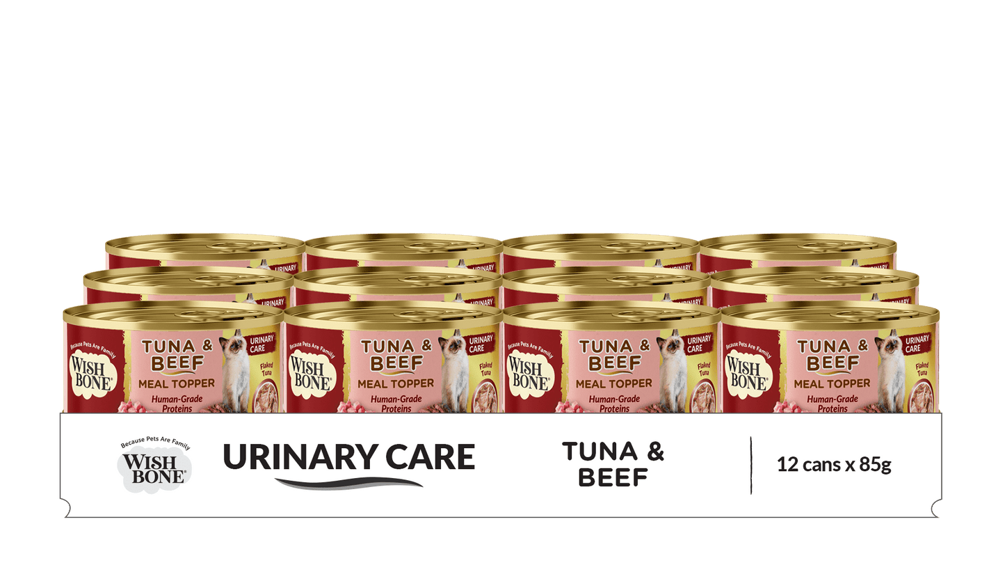 Wishbone Tuna & Beef - Cat Urinary Care Topper in Cans 85g - Wishbone Pet Foods NZ