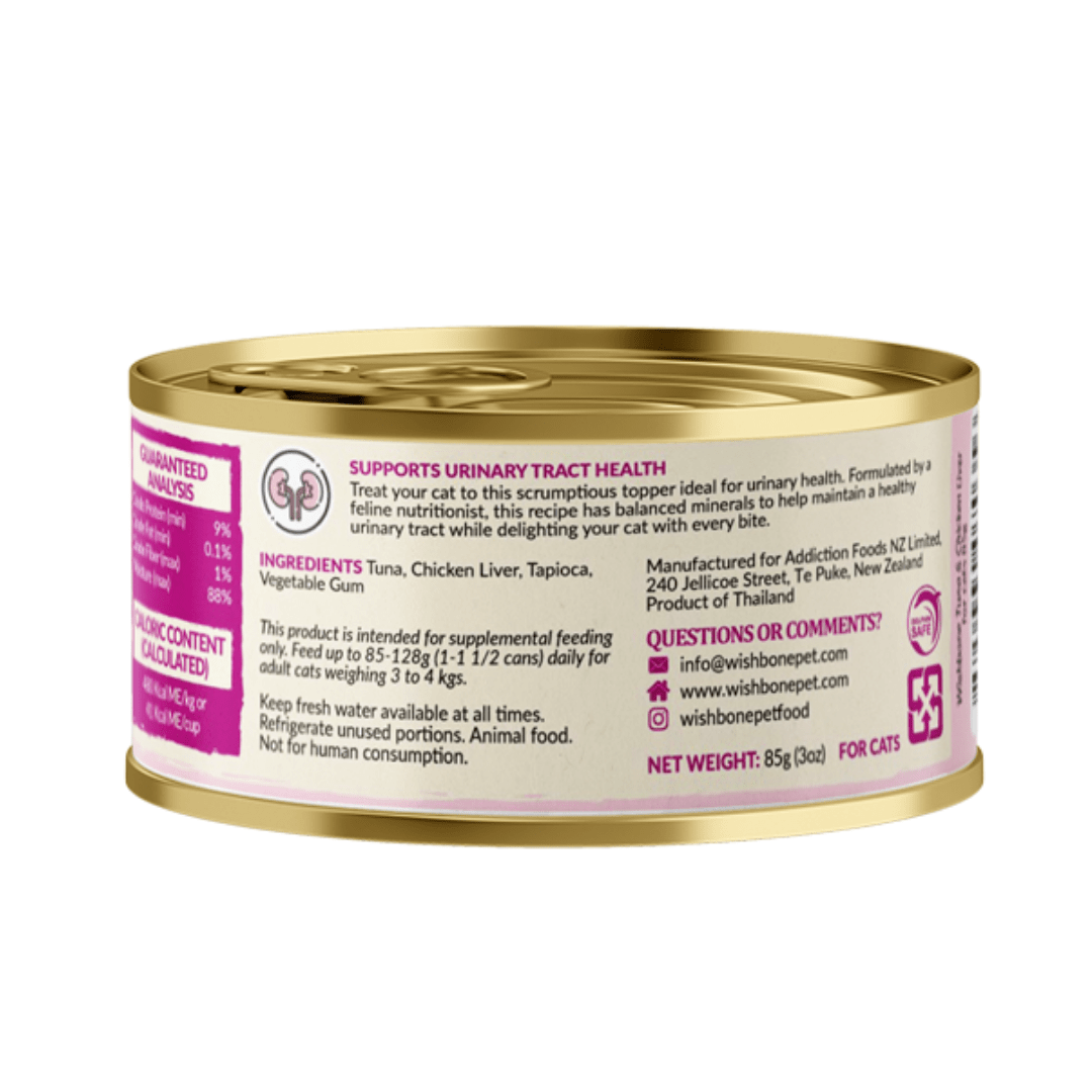 Wishbone Tuna & Chicken Liver - Cat Urinary Care Topper in Cans 85g - Wishbone Pet Foods NZ